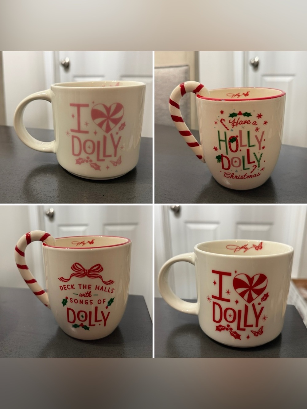 Set of 4 Dolly Parton Christmas Mugs NEW